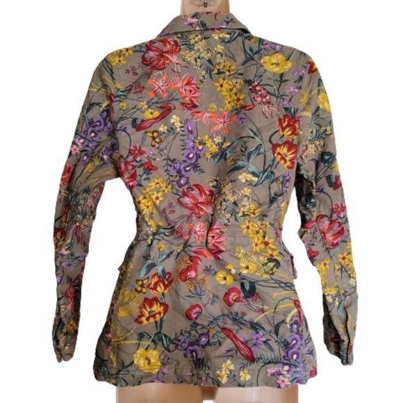 H&M Army Green Floral Utility Zip-Up Jacket Size Women's 4 - Picture 4 of 14